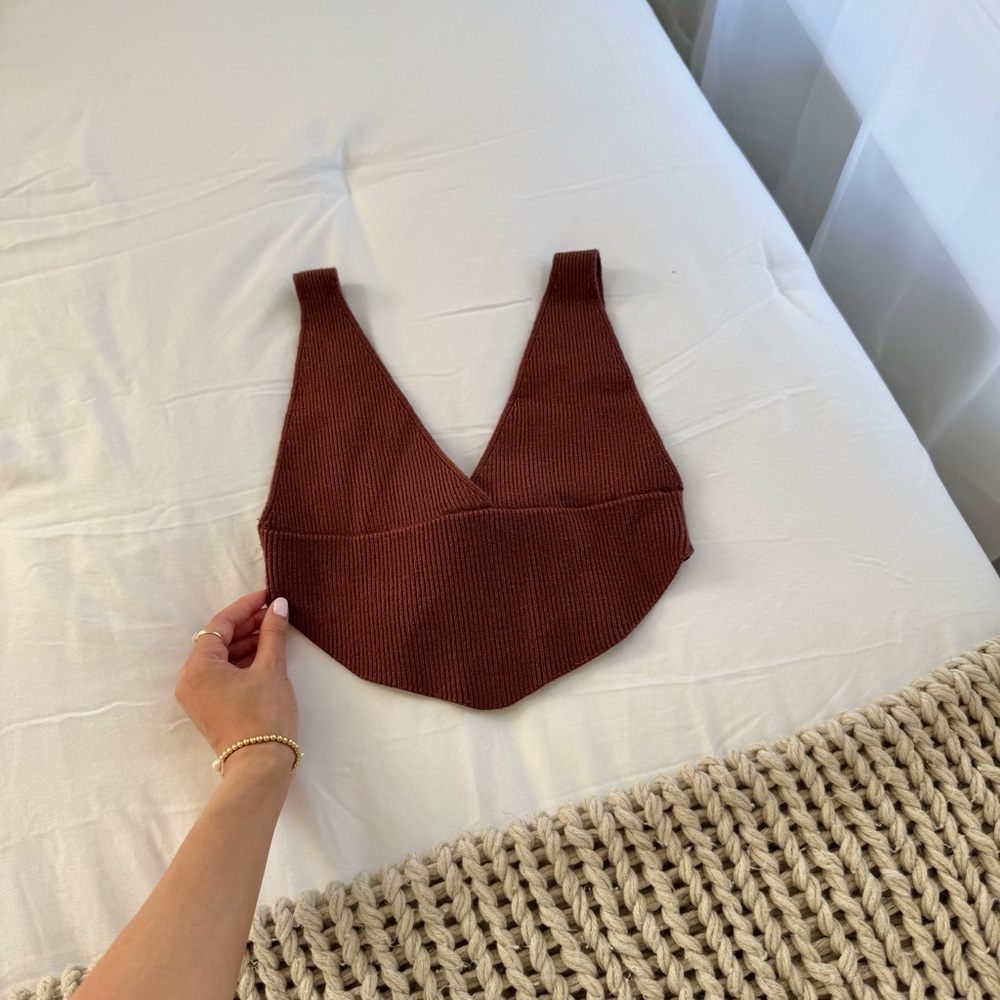 Grey Bandit Brown Knit Crop Top